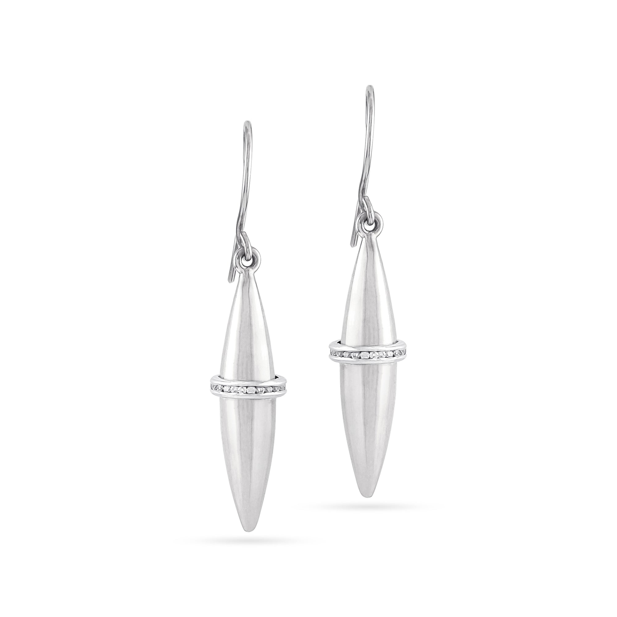 9ct White Gold Diamond Pendulum Drop Earrings