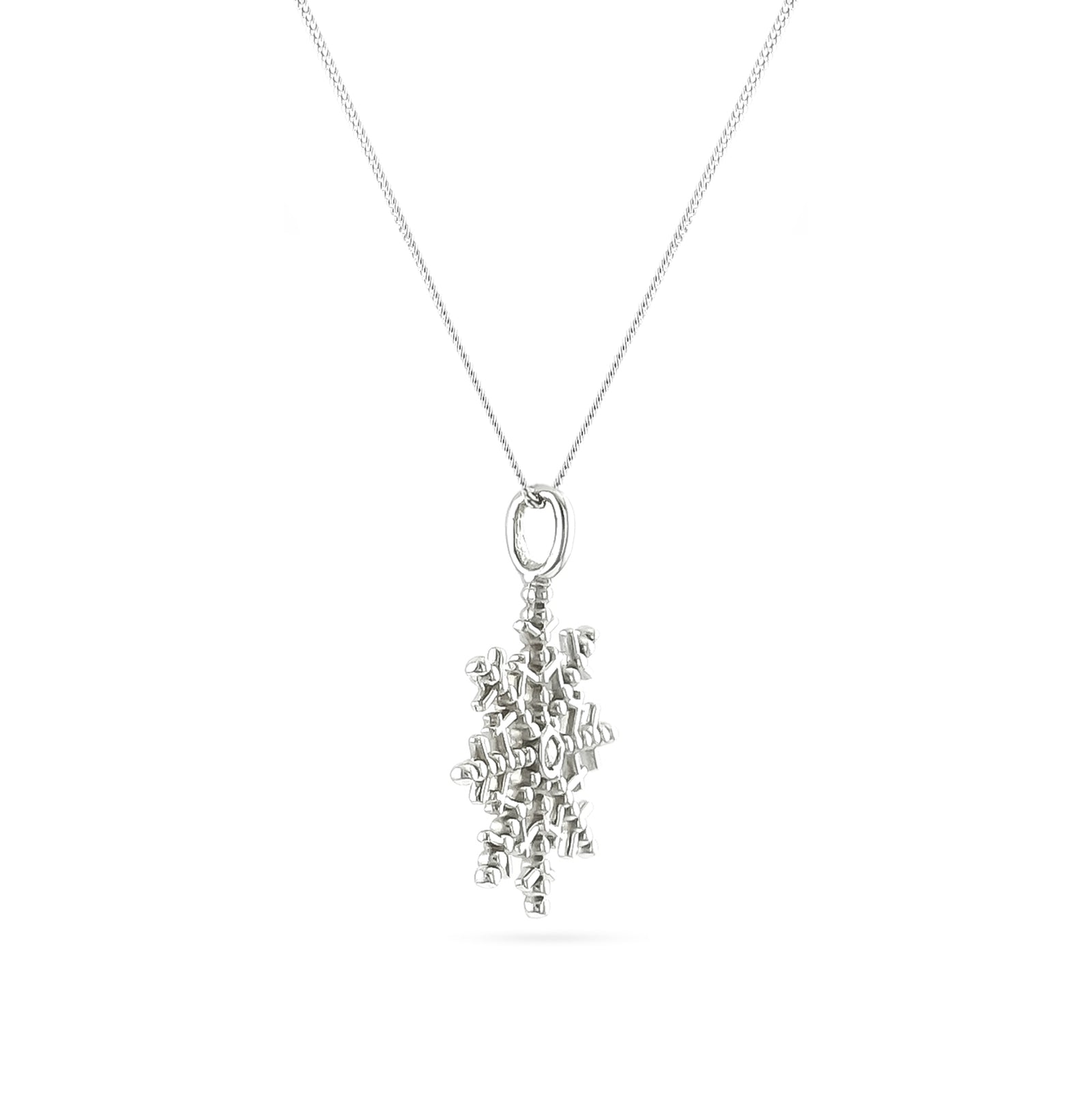 9ct White Gold Diamond Snowflake Pendant