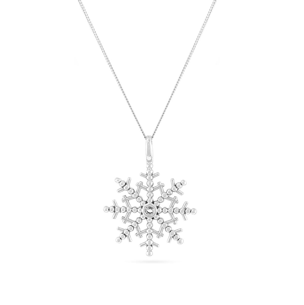 9ct White Gold Diamond Snowflake Pendant