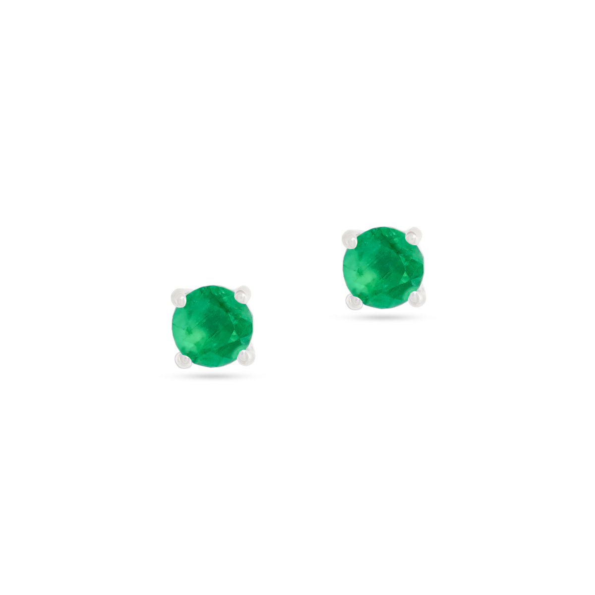 9ct White Gold Emerald Stud Earrings