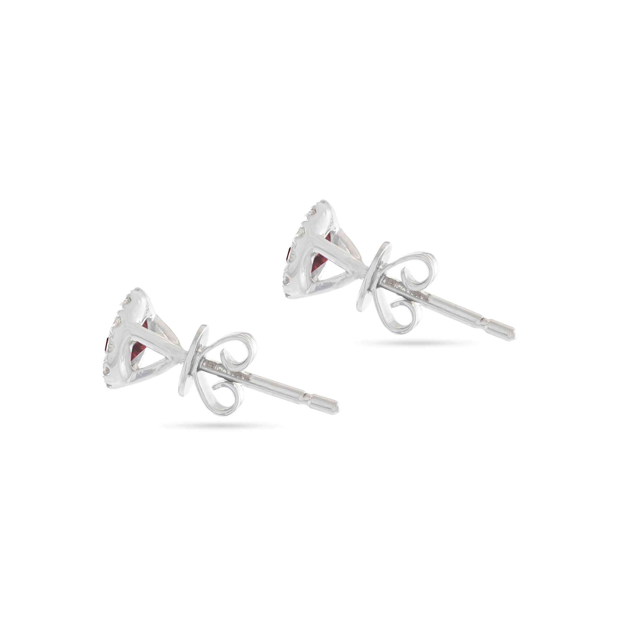 9ct White Gold Garnet and Diamond Halo Stud Earrings