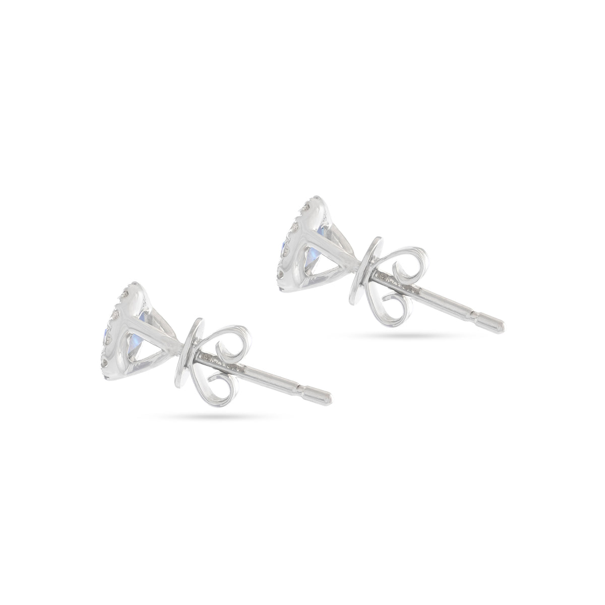 9ct White Gold Moonstone and Diamond Halo Stud Earrings