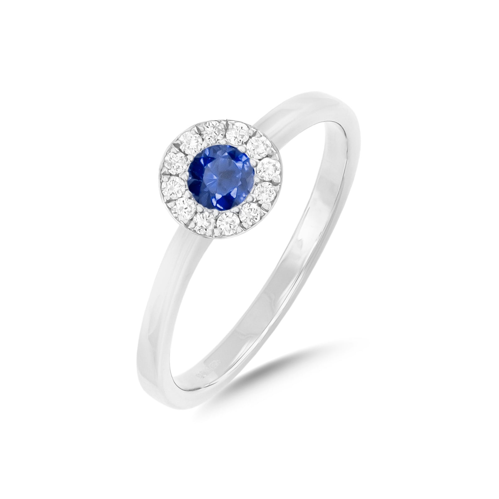 9ct White Gold Sapphire and Diamond Halo Ring