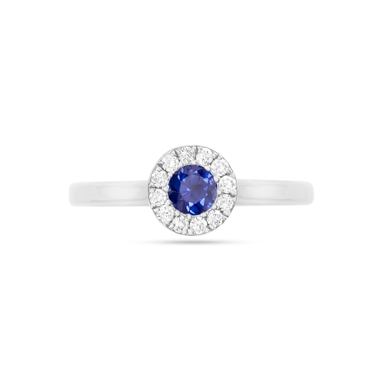 9ct White Gold Sapphire and Diamond Halo Ring