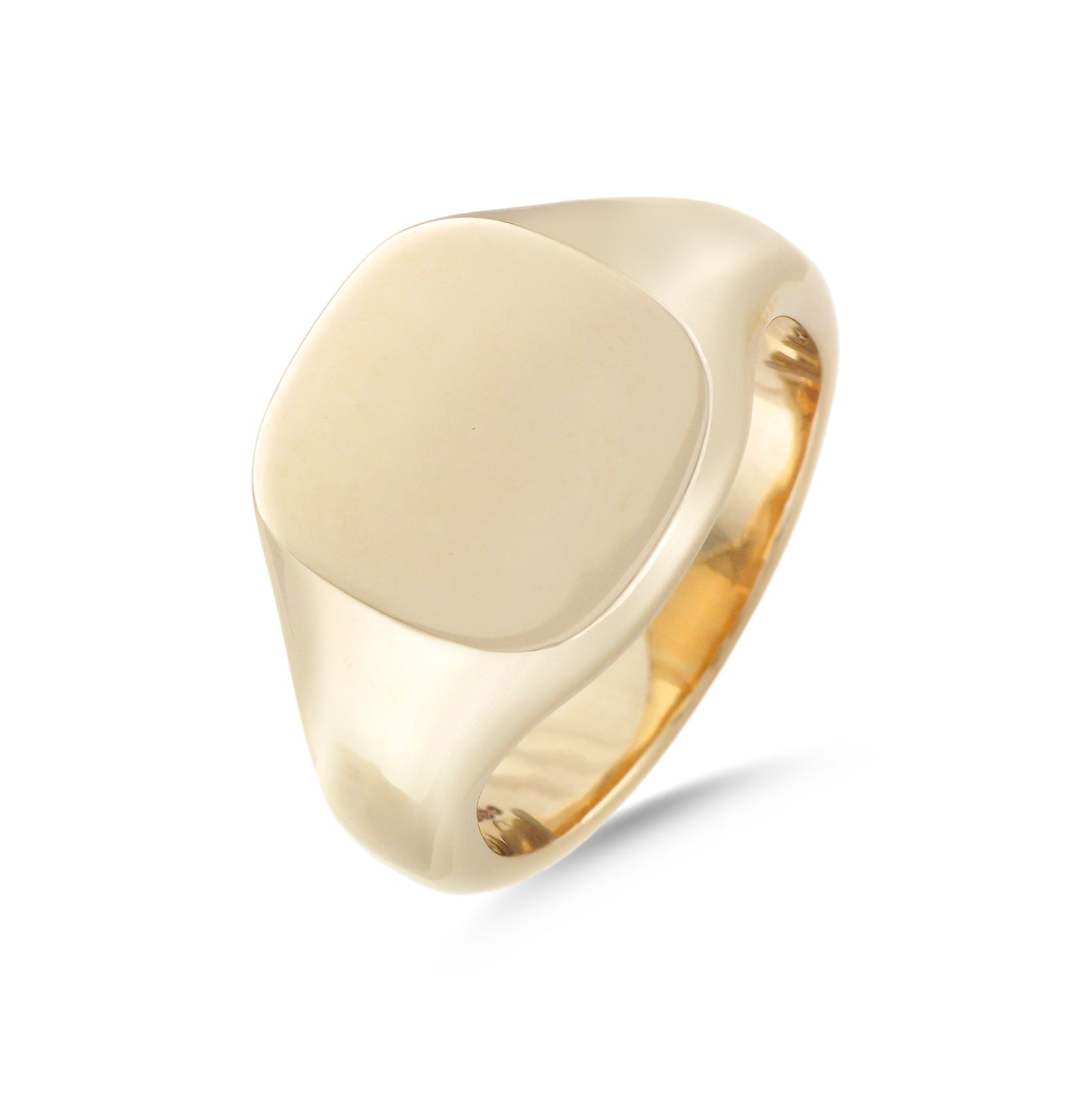 9ct Yellow Gold Cushion Signet Ring 15mm x 14mm