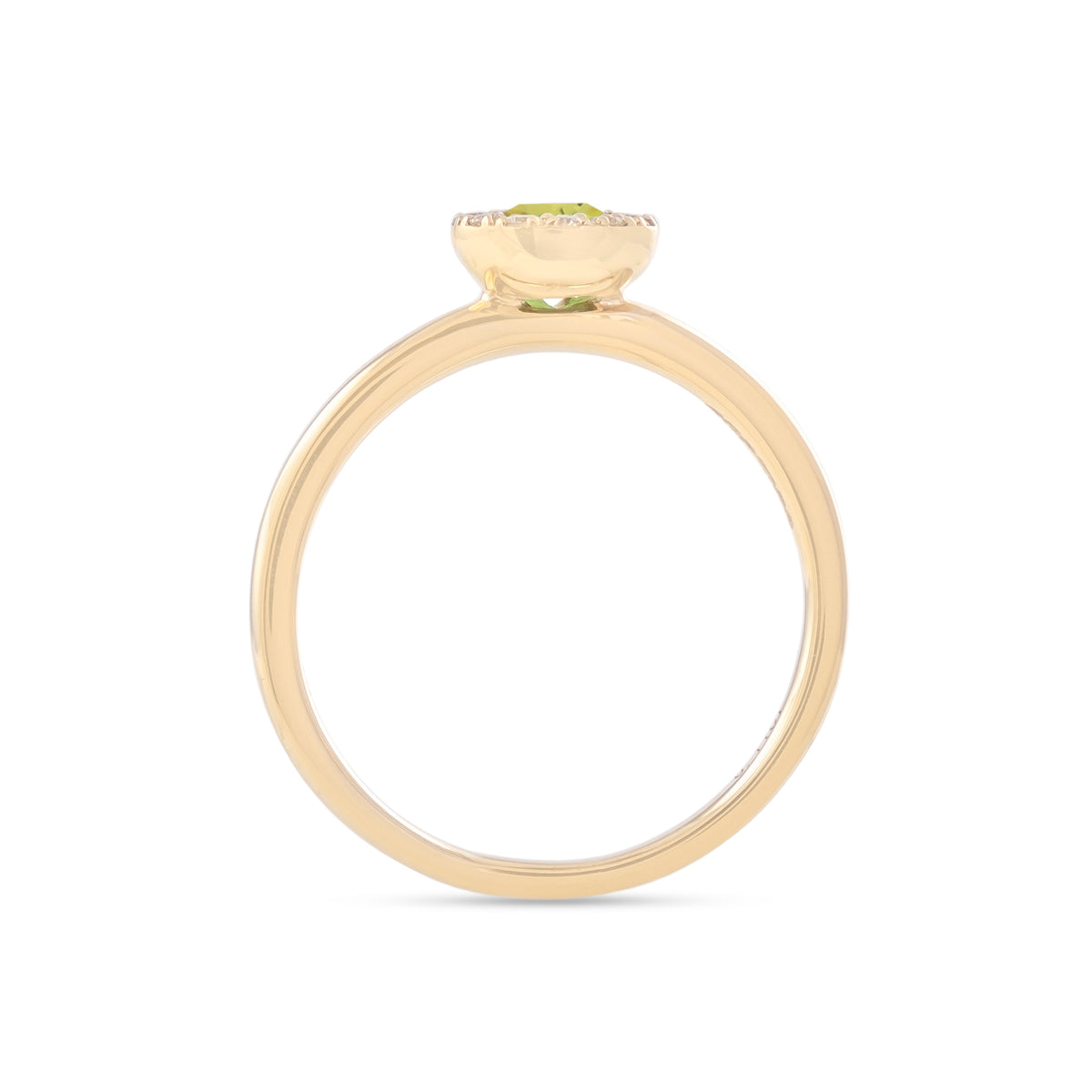 9ct Yellow Gold Peridot and Diamond Halo Ring