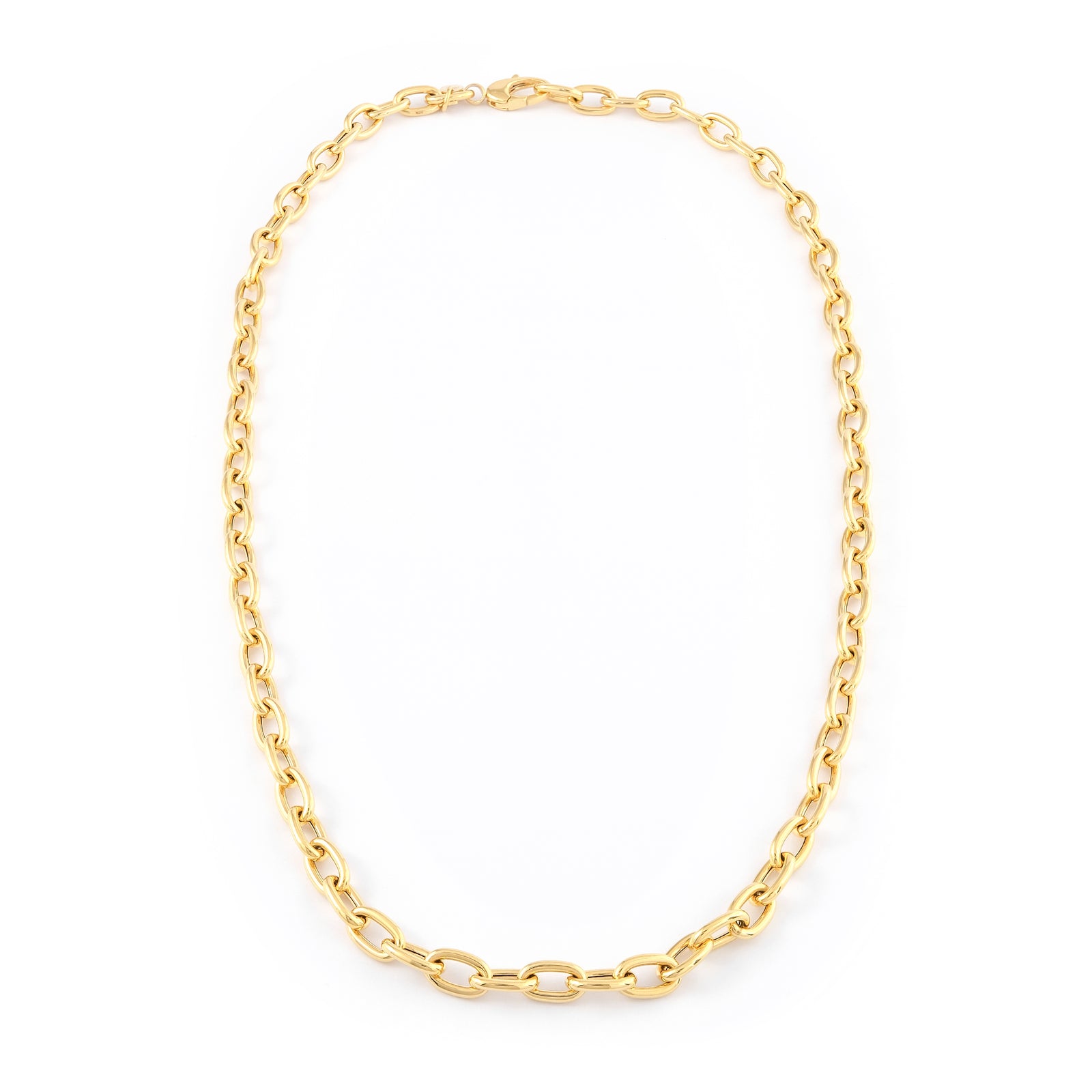 9ct Yellow Gold Solid Oval Link Chain