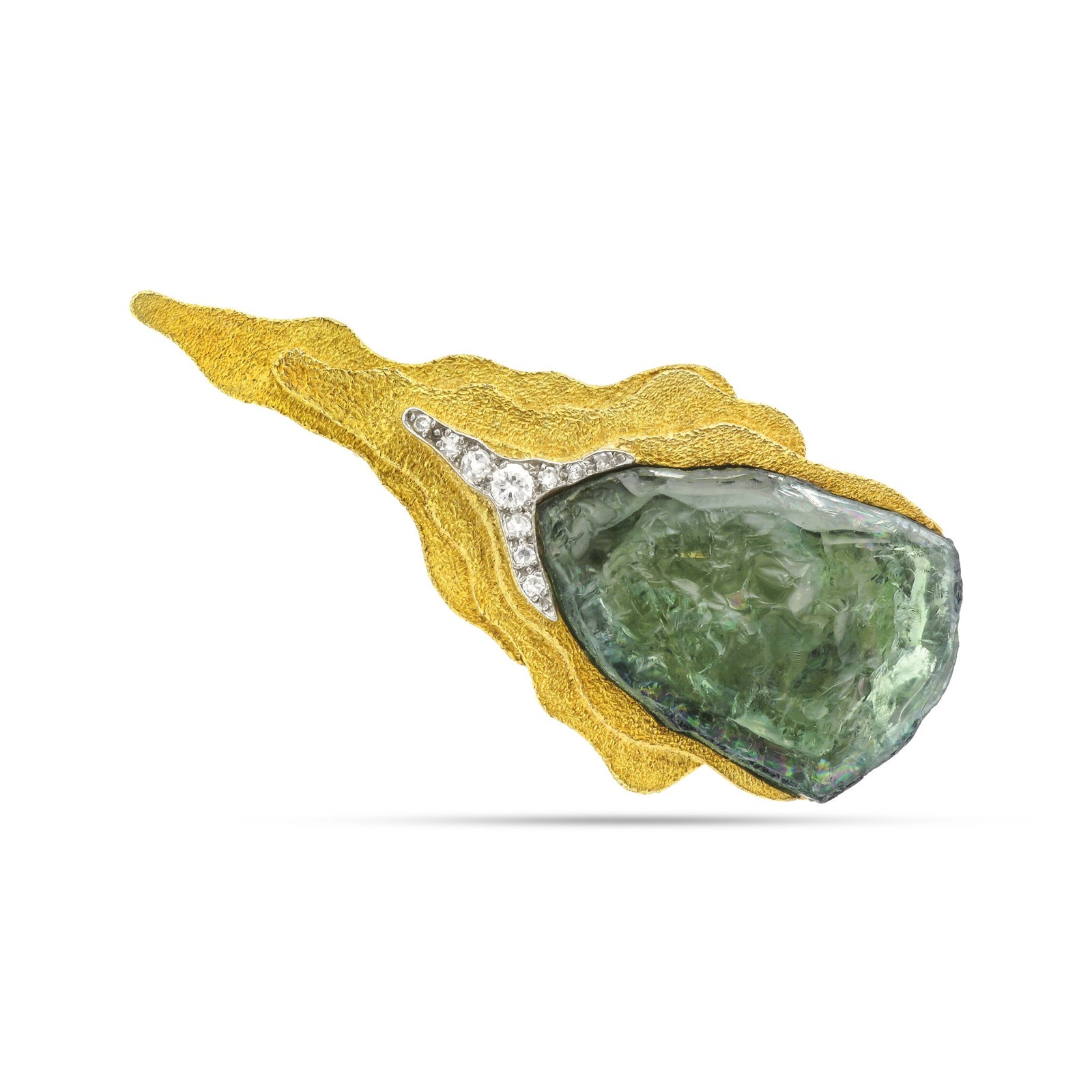 Vintage Andrew Grima 18ct Yellow Gold Tourmaline Brooch