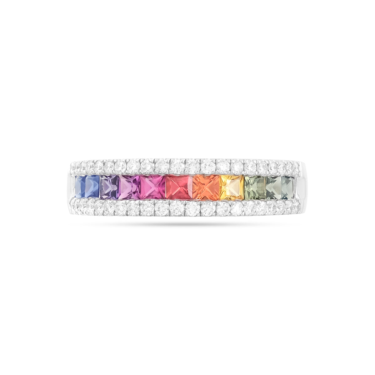 18ct White Gold Rainbow Sapphire Ring