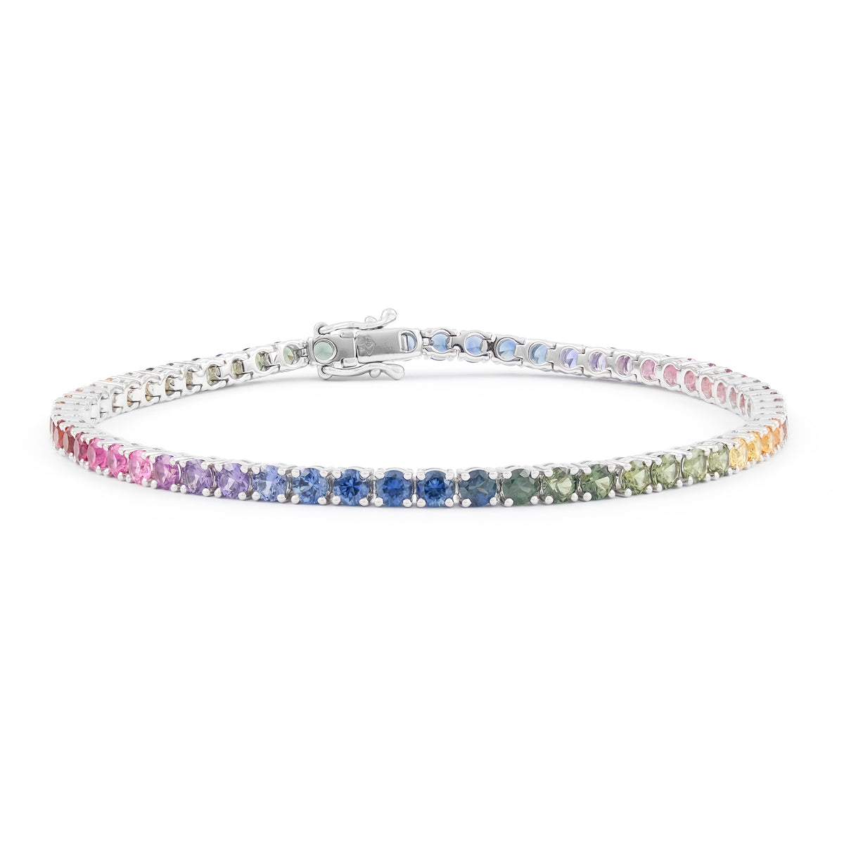 18ct White Gold Rainbow Sapphire Bracelet