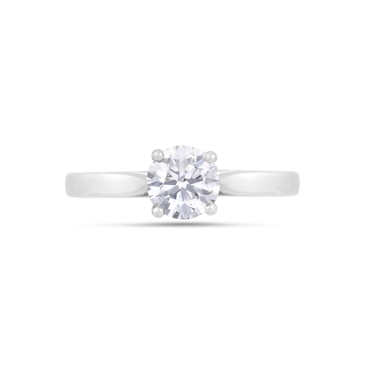A lab-diamond solitaire engagement ring featuring an incredible 1.00ct brilliant-cut lab-diamond in a four claw setting. The diamond is certificated 1.00ct, D colour, VS1 clarity.