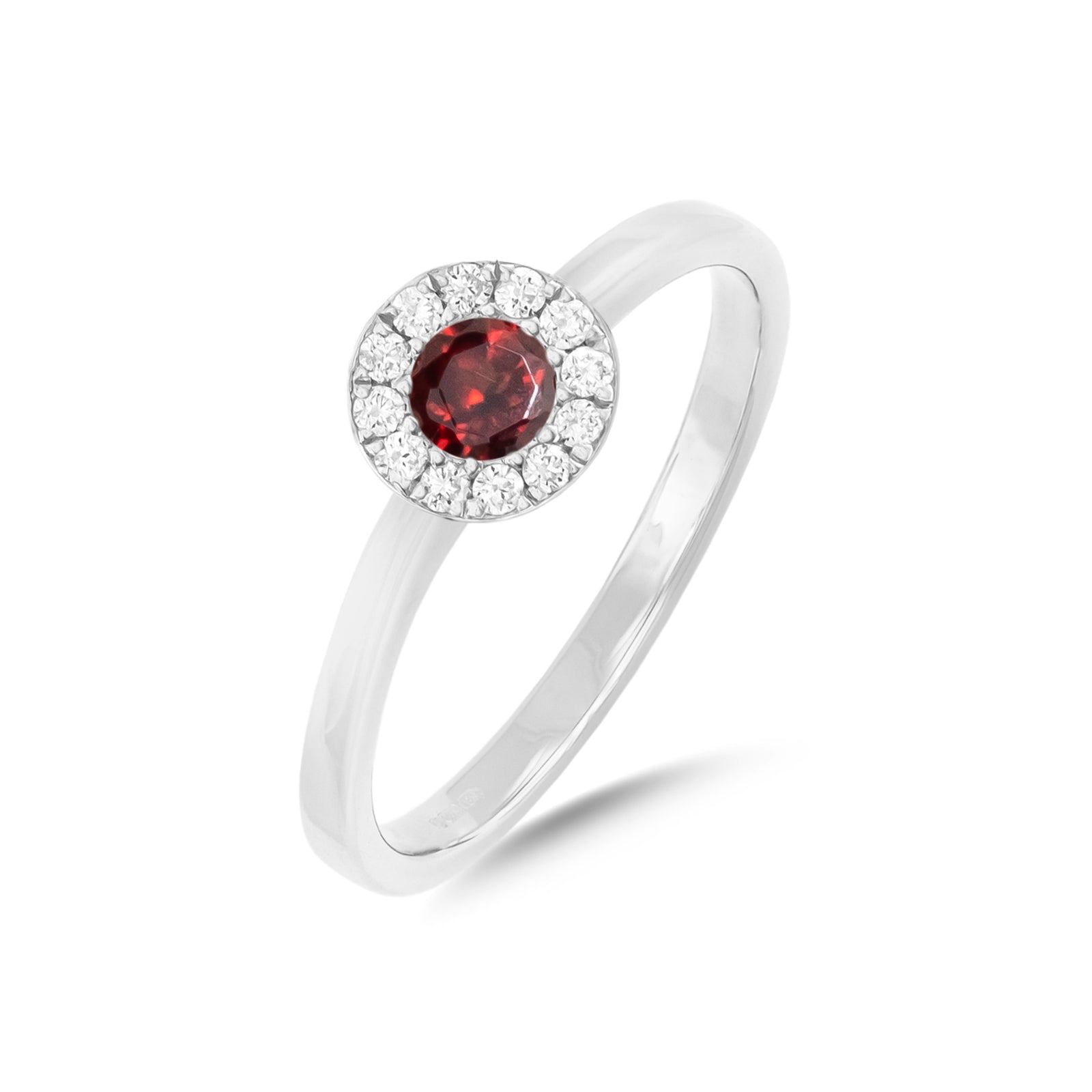 9ct White Gold Ruby and Diamond Halo Ring