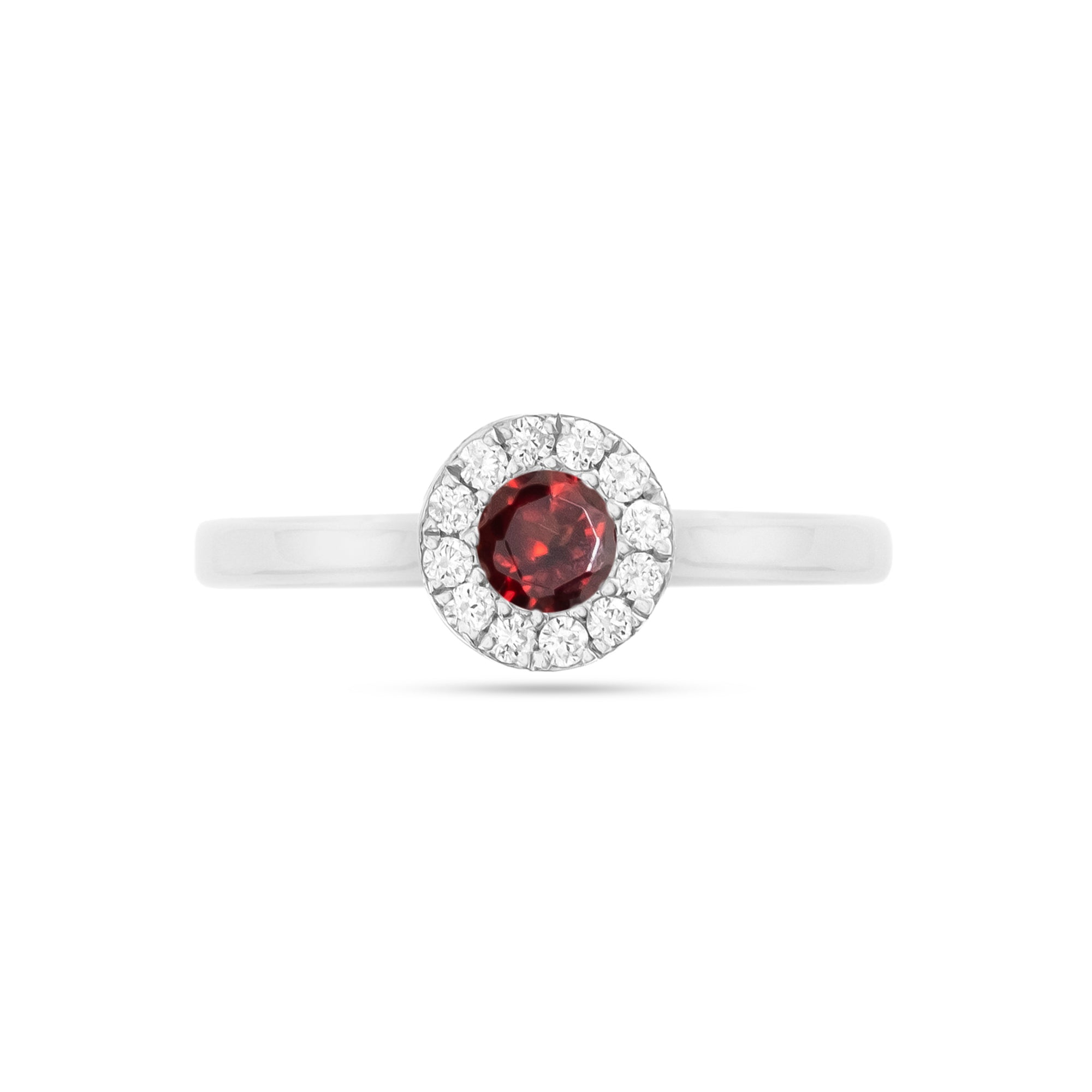 9ct White Gold Ruby and Diamond Halo Ring