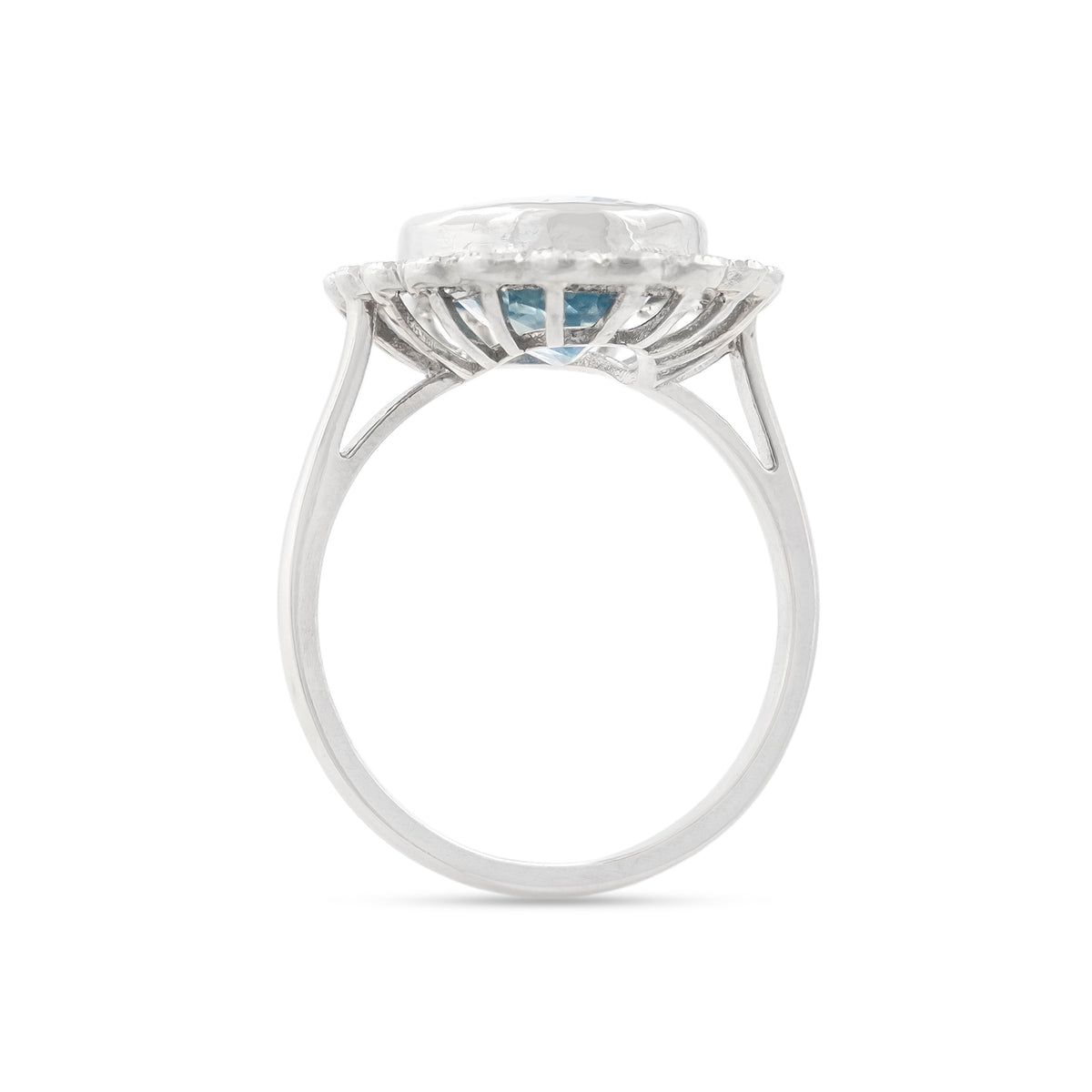 Platinum Aquamarine &amp; Diamond Cluster Ring