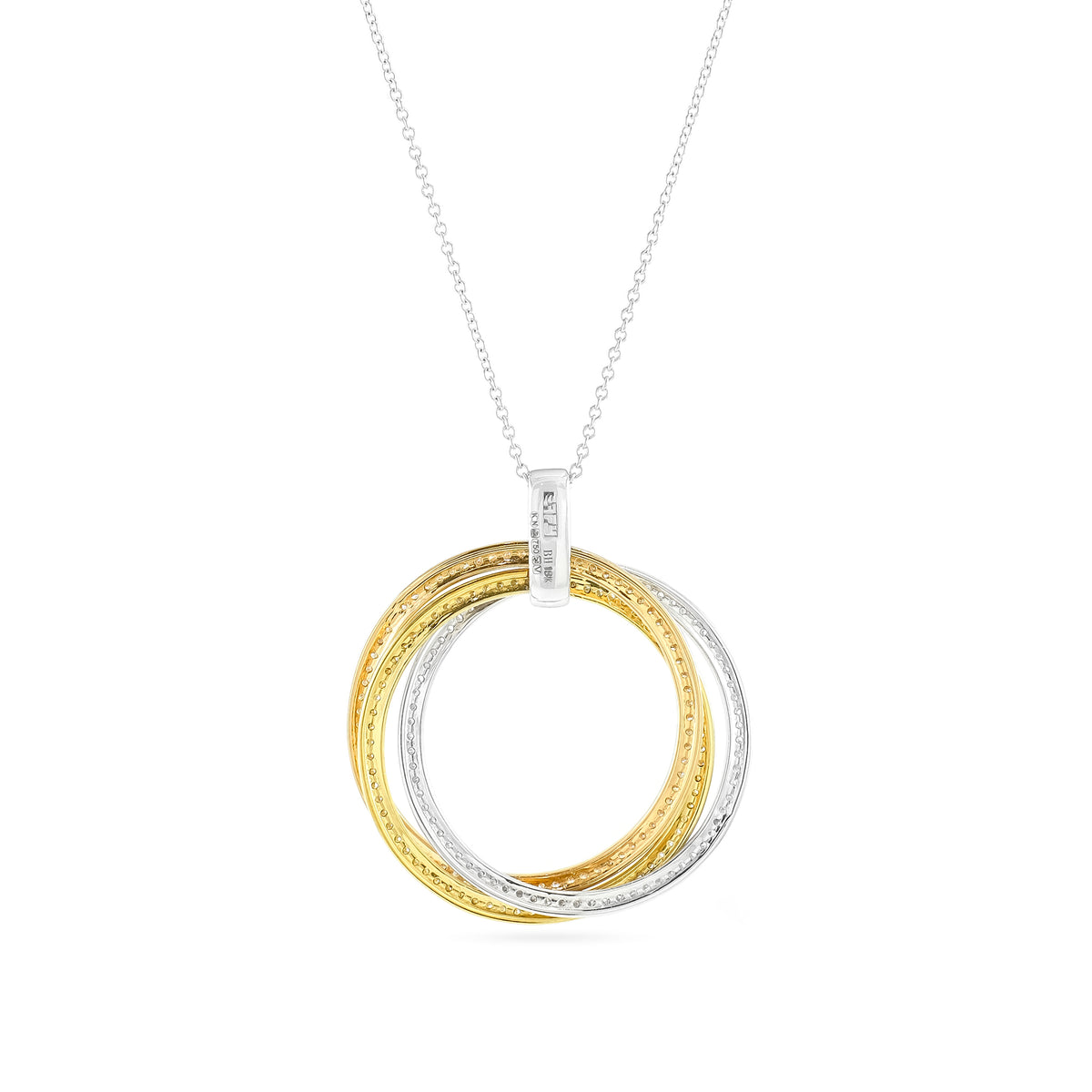 Vintage 18ct Tri-Colour Diamond Circle Necklace
