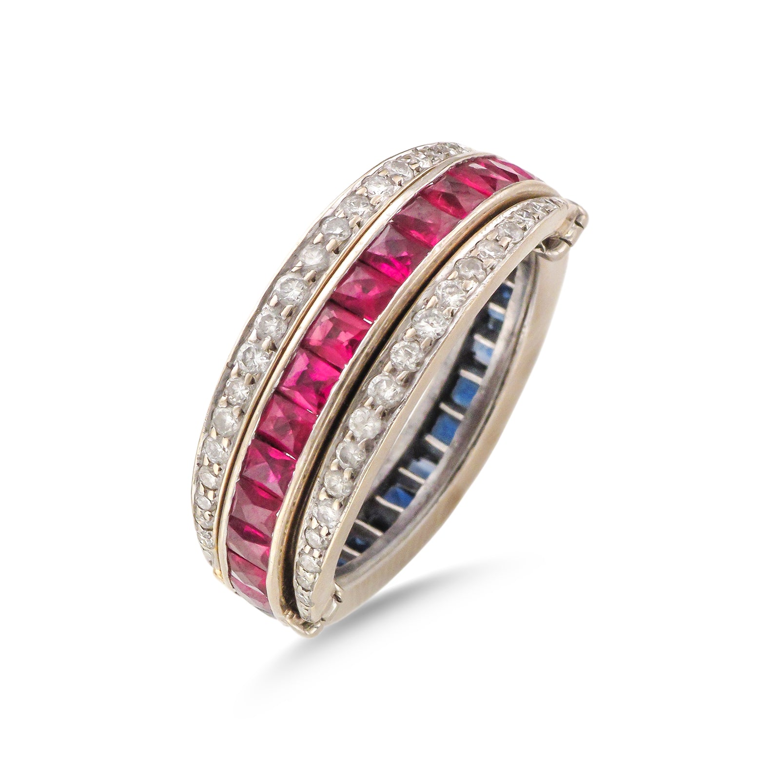 Vintage 18ct White Gold 3 Row 'Flip' Eternity Ring