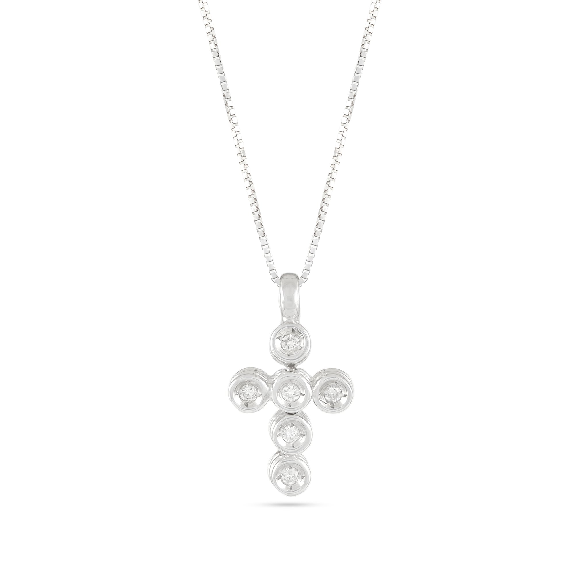 Vintage 18ct White Gold Diamond Cross Necklace