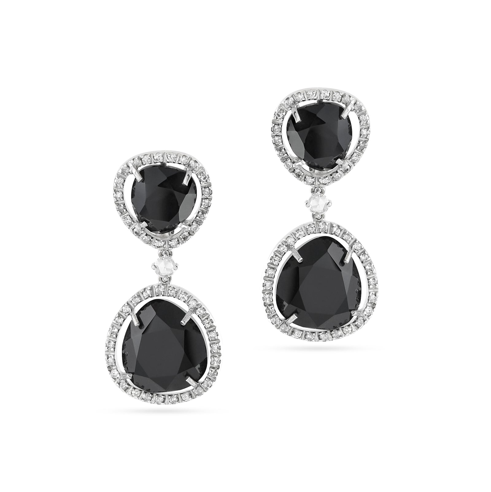 Vintage 18ct White Gold Onyx Drop Earrings