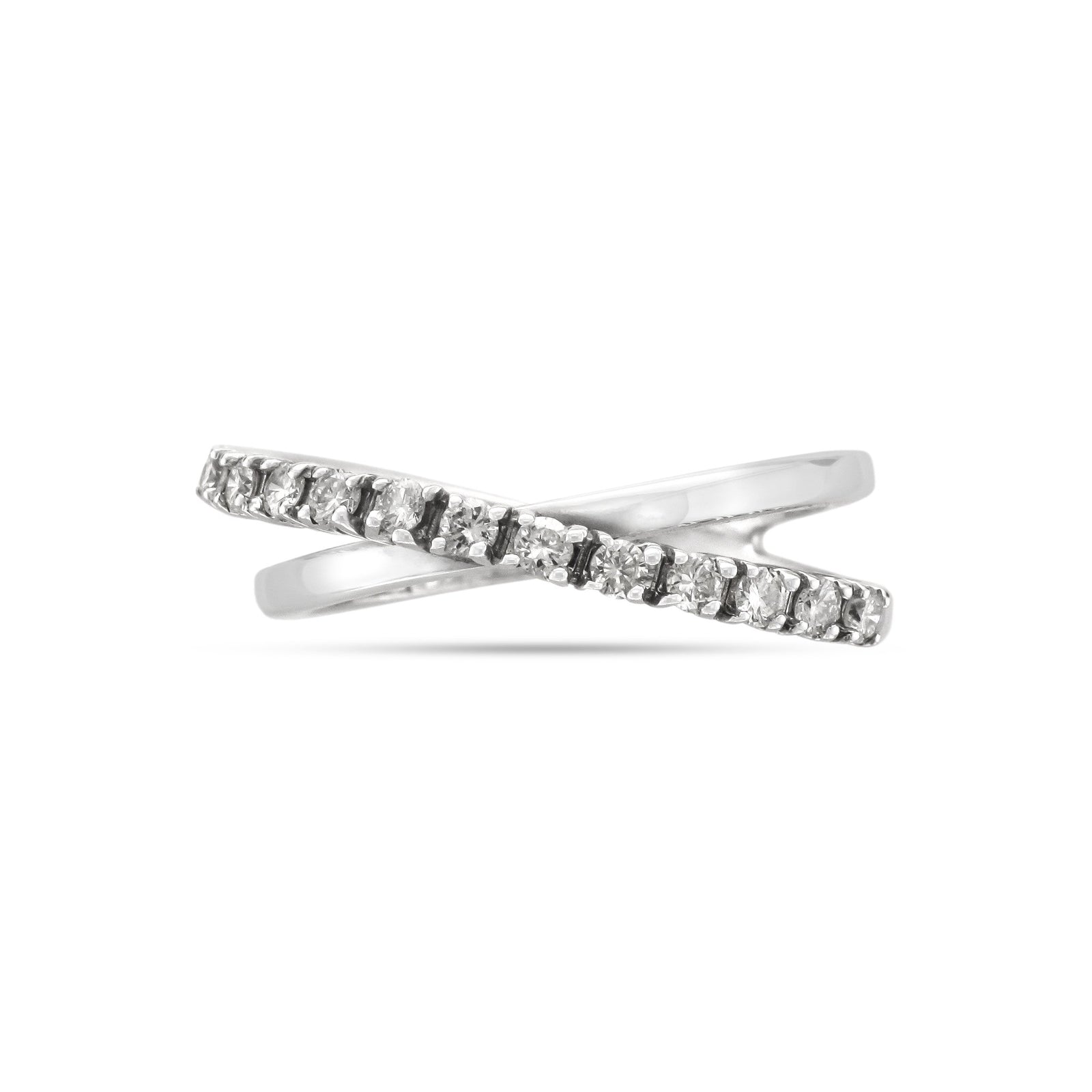 18ct White Gold Diamond Set Crossover Ring