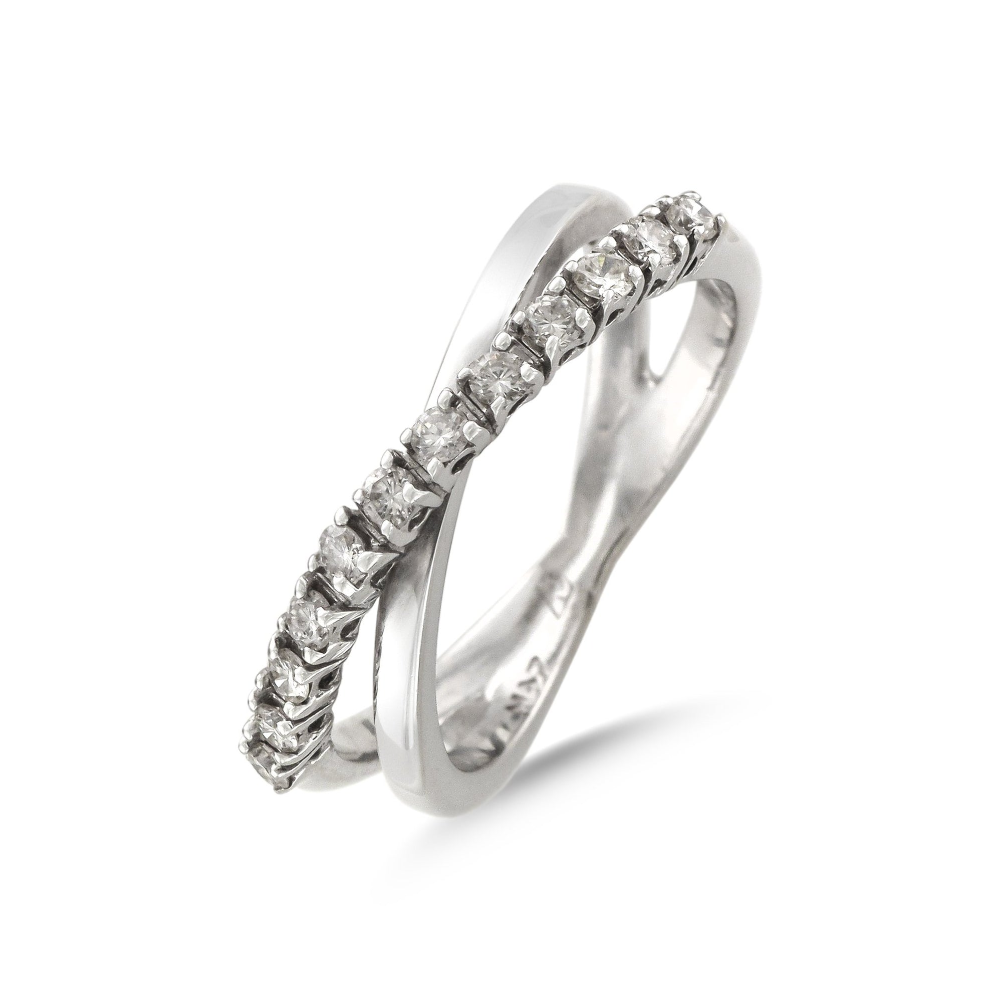 18ct White Gold Diamond Set Crossover Ring