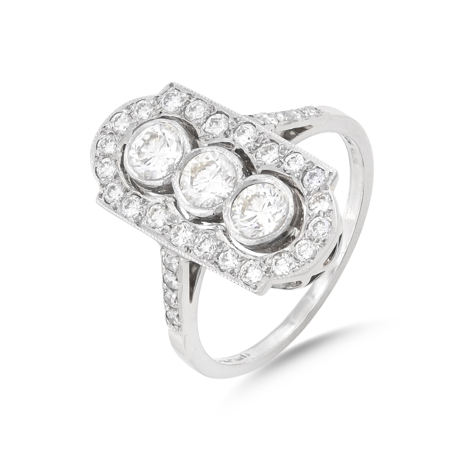 Vintage Platinum Diamond Cluster Ring