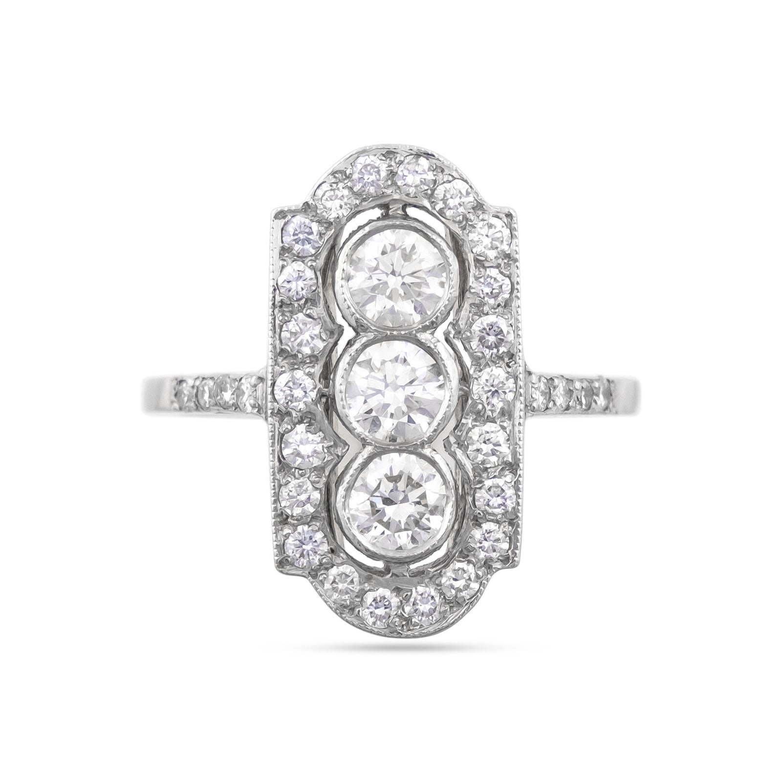 Vintage Platinum Diamond Cluster Ring