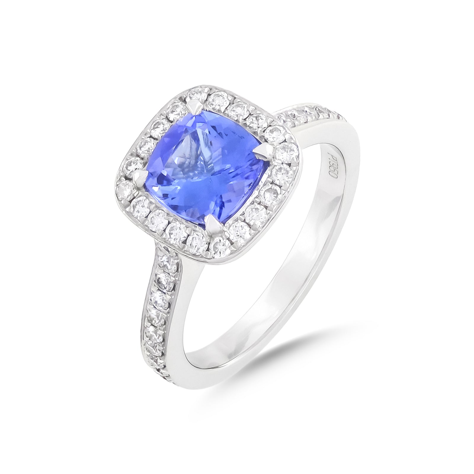 Vintage Tanzanite and Diamond Halo Ring