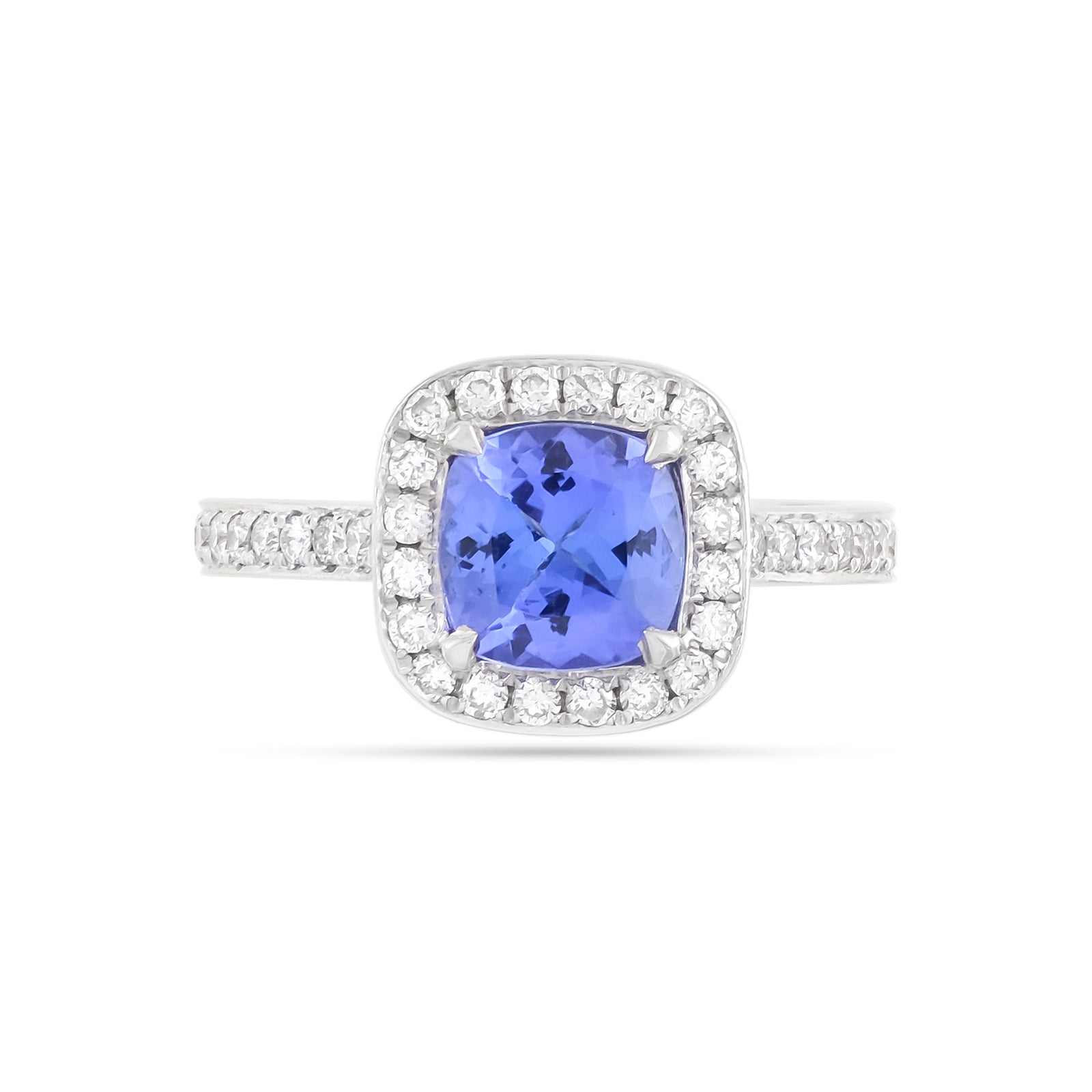 Vintage Tanzanite and Diamond Halo Ring