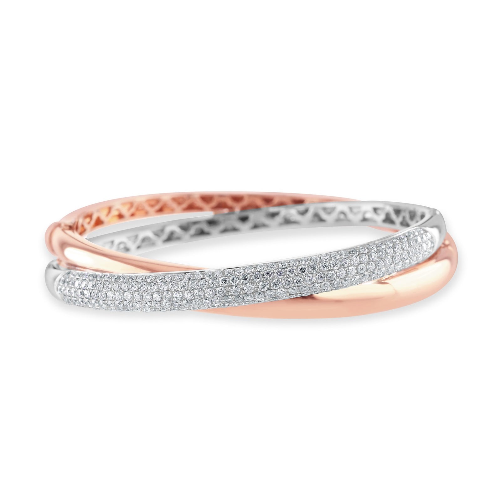 18ct White and Rose Gold Diamond Bangle