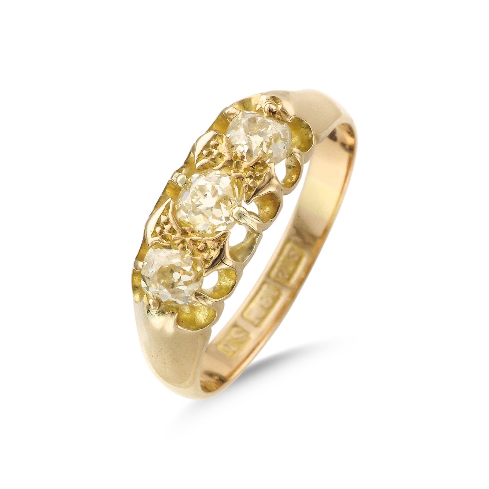 Vintage 18ct Yellow Gold Three Stone Diamond Ring