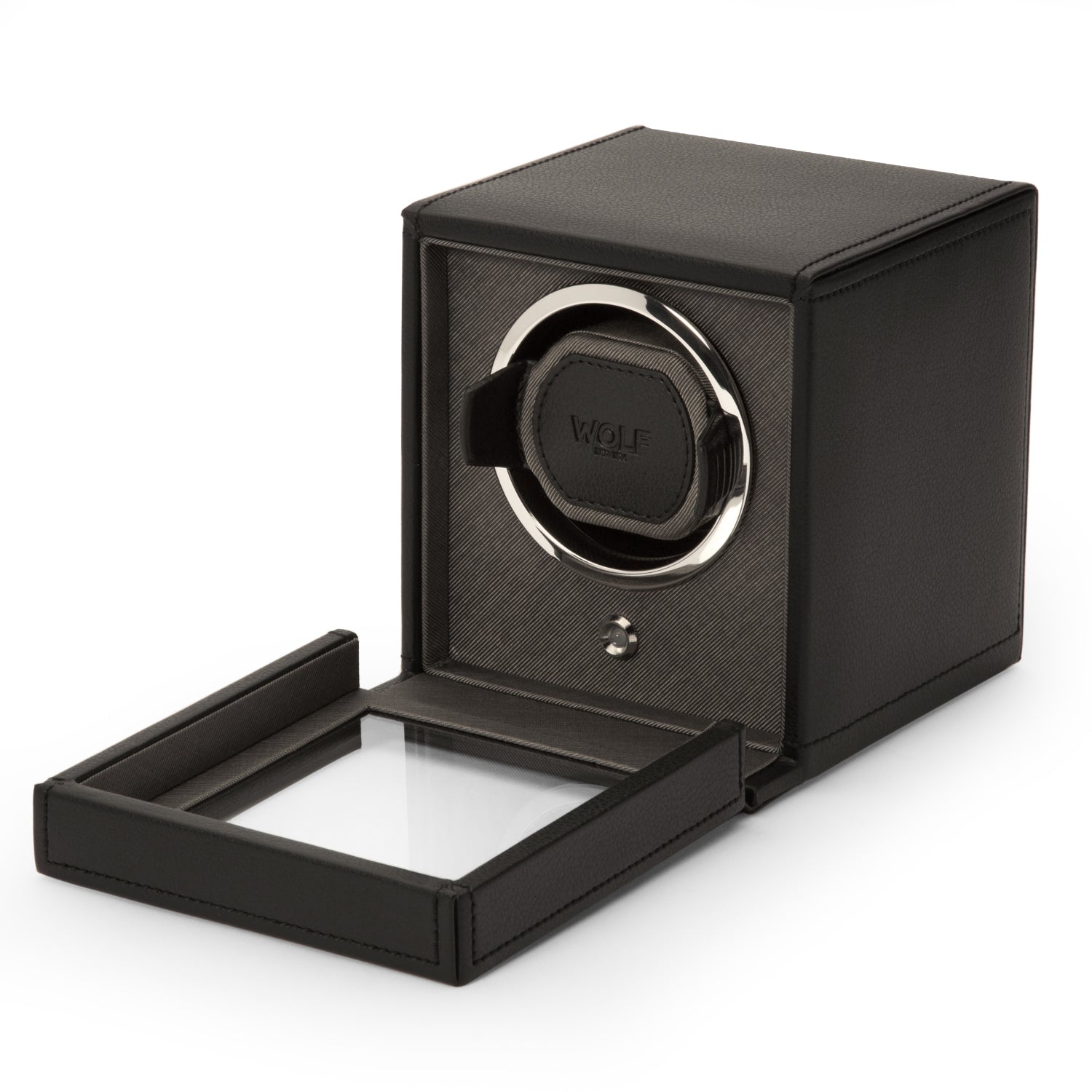Wolf Cub Single Watch Winder With Cover - Black