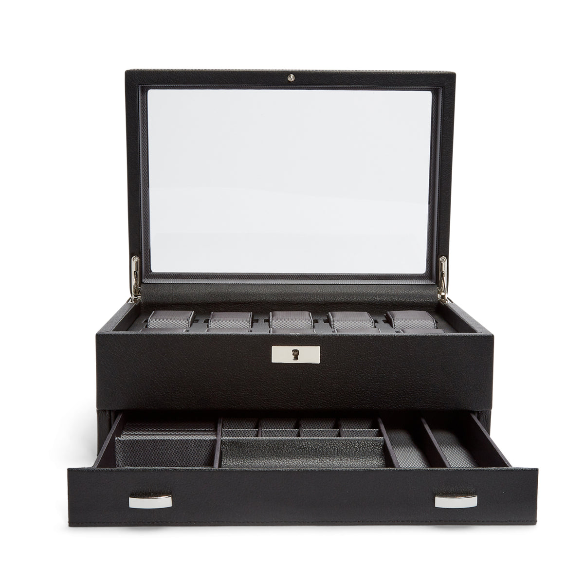 Wolf Viceroy 10 Piece Watch Box With Drawer - Black