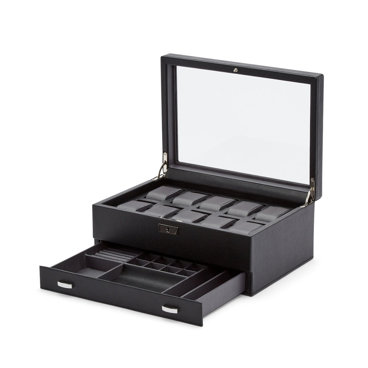 Wolf Viceroy 10 Piece Watch Box With Drawer - Black