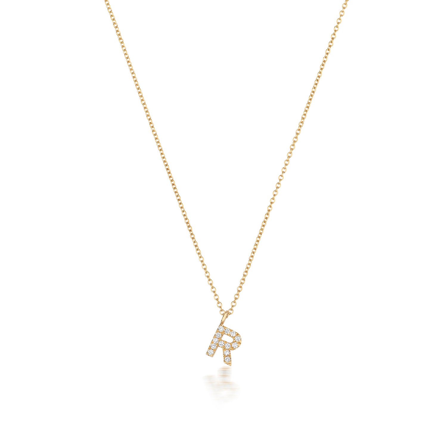 18ct Yellow Gold Diamond Letter R Initial Pendant