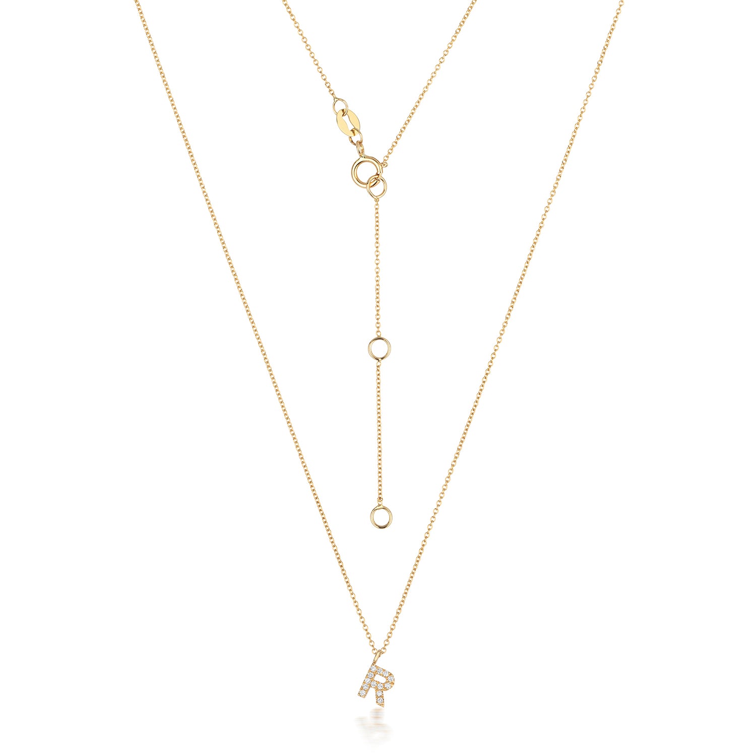 18ct Yellow Gold Diamond Letter R Initial Pendant